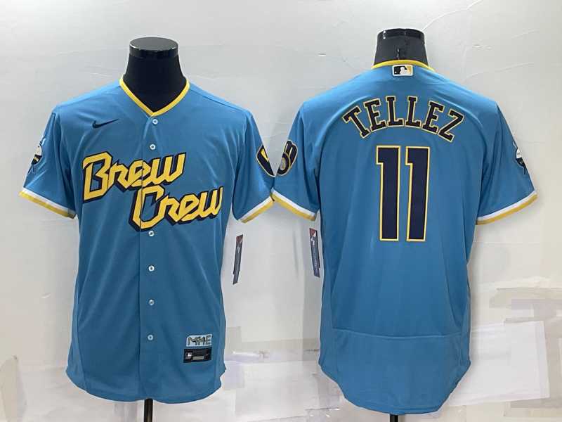 Milwaukee Brewers #11 Rowdy Tellez Blue 2022 City Connect Flexbase Stitched Jersey,We sell and wholesale Milwaukee Brewers #11 Rowdy Tellez Blue 2022 City Connect Flexbase Stitched Jersey on line form chian!